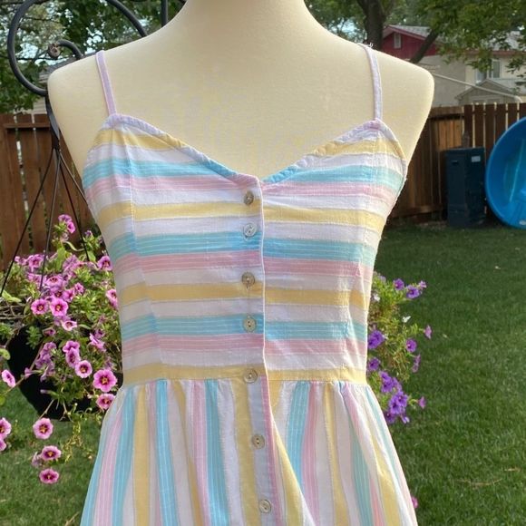 Earth Angel Nasty Gal Dress Pastel Stripe Midi - Picture 4 of 14